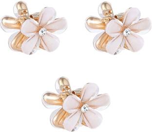 AmazingKarts 3 Pcs Korean Style White Flower Mini Hair Clutcher For Girls & Women Hair Claw