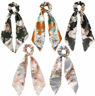 eCap Premium Quality Hair Ribbon Scrunchies Ties Rubber Band
