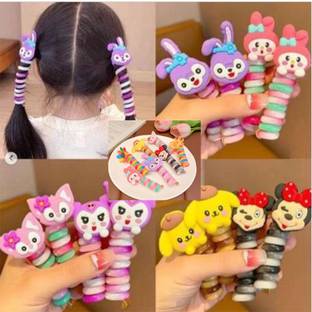 Balasundri Spiral Hair Ties,Pack of 6,For Kids Girs,Coil Hair Ties, Phone Cord Hair Ties Rubber Band