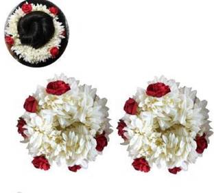 Simpiyega Creation Gajra & Rubber Band (2 Pcs) Hair Band (White) Bun