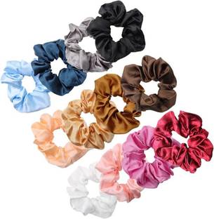 Samridhi DC Premium Quality Fashionable Silk Satin Scrunchies for women & girls Rubber Band
