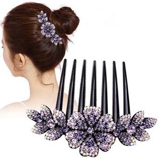 Ezliving Hair Clips For Women Flower Crystal Barrettes Wedding Hair Accessories (Purple) Hair Claw