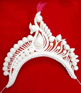 BengCraft Bengali Wedding Bridal Shola Crown Mukut Front Topor Sola Biyer Sithi Mutuk Hair Accessory Set