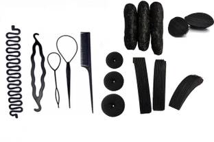 A H S Hair Styling Tools Bun Maker Professional Accessories Combo of 16 Pack_of 1 Hair Accessory Set
