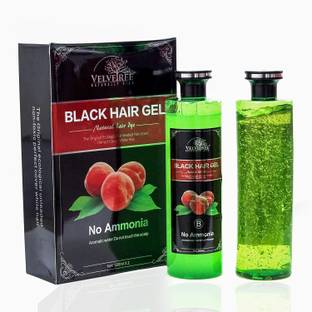 Velvetree Hair Gel Natural Color Dye Ammonia Free For Men & Women 500 ml*2 , Black