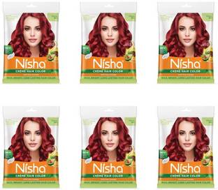 Nisha Creme Based Hair Color Each Sachet 40gm (Pack of 6) , Cherry Red