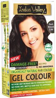 Indus Valley Damage Free Gel Hair Colour Dark Brown 100% Grey Coverage Hair Color Trial Pack , Dark Brown