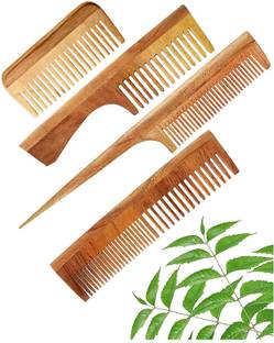 DAUMI Ayurvedic Neem Wood Anti Dandruff Hair Comb ( pack of 4)