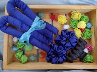 Maa shopping Silk curling ribbon, heatless hair curling set with2 Scrunchies, silk satin curler ribbon set, heatless curls(pack of 1) (blue) Hair Curler