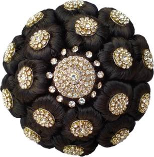 AARTI FASHION Stone Work Black Juda for Girls & Women Use All Festive & Mariage Functions Bun Hair Extension