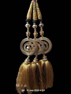 Sunduseva New Arrival: Golden Punjabi Paranda with Decorative Tassels Hair Extension