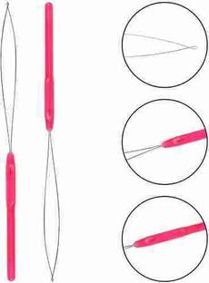 DreamExim 2 Loop Threader Pulling Needle for i tip hair extension micro hair beads Hair Extension
