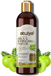 Atulya Amla & Bhringraj Hair Oil With Almond Oil, Blackseed Oil & Sesame Oil- Silicones, Parabens, Mineral Oil Free (100% Natural) Hair Oil