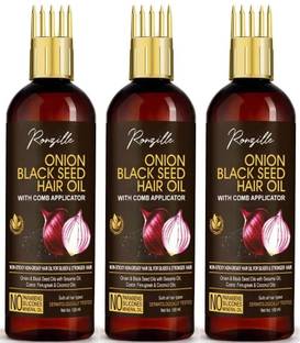 RONZILLE Onion Black Seed Hair Oil - WITH COMB APPLICATOR - Controls Hair Fall/ Combo-3 Hair Oil