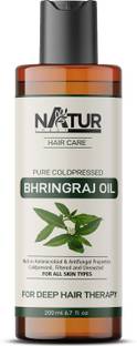 NaturCrest 100% Pure Coldpressed Bhringraj Oil For Hair Growth 200 ml | Control Hair Fall, Split Ends | Therapeutic Grade For Skin & Hair | No Mineral Oil, Silicones and Synthetic Fragrance. Hair Oil