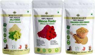 Moovalley Amla Hibiscus and Methi (Fenugreek) Powder For Hair Pack