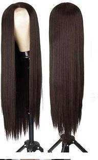 A H S Full Head Wig for Women Straight Long Synthetic hair With Middle Part (Brown) Hair Extension