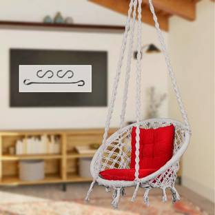 Swingzy Round Hanging Swing With L-Shaped Cushion/Swing For Adults/Swing Chair/Jhula/ Cotton Large Swing