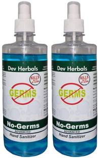 Dev Herbals Alcohol Based , Kills 99.9% Germs, 500ml Pack of 2 Hand Sanitizer Bottle