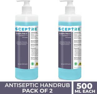 Sceptre Combo of 2 Scepto Rub X Non-Sticky Liquid hand Sanitizer for Rapid Sterilization Hand Sanitizer Pump Dispenser