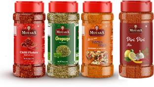 MOTABA Chilli Flakes-50g, Dry Oregano-50g, Pizza-Pasta Seasoning-70g & Piri Piri-100g