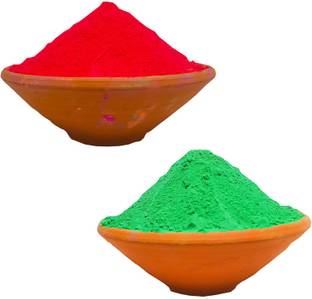 GULAL Combo (Red And DarkGreen) 100g Each Colour Holi Color Powder Pack of 2