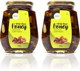 Feast Organic Wild Raw Forest honey with Dry fruits & Nuts 100% Pure & Natural Combo pack 1 kg