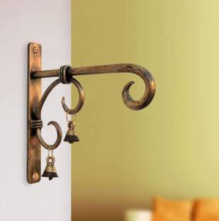 Vandana Collection Wall Hook Antique Metal Golden Finish, Curved Scroll Design Single Hook Mount Iron Key Holder