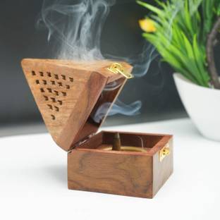 Kreyam's Wood Agarbatti Incense Stick Box and Dhoop Stand Ash Catcher Decorative Wooden Incense Holder