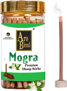 Aroblend MOGRA FLAVOUR DRY DHOOP STICKS PACK OF 100 GRAM JAR FOR ROOM FRESHNESS, POSITIVE ENERGY & YOGA MEDITATION, MOGRA