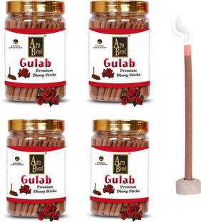 Aroblend PREMIUM GULAB DRY DHOOP STICK 100GRAM×4 JAR, ROSE FRAGRANCE | NO BAMBOO | NO CHARCOAL