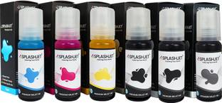 Splashjet 011/012 Refill Ink for L8180 / L8160 – (C/M/Y/BK/PB/GY) – Compatible 011/012 Black + Tri Color Combo Pack Ink Bottle