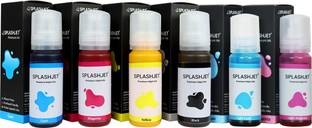Splashjet Sublimation Ink for Epson L8050, L18050 Printer-(70gm x C/M/Y/Bk/LC/LM) - 503504 Black + Tri Color Combo Pack Ink Bottle