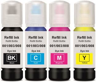 Salty 003 Refill Ink Compatible for L3110, L3150, L3250, L3252 L3115 Printers Black + Tri Color Combo Pack Ink Bottle