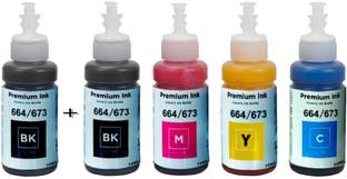 canoff T664 Ink Black + Tri Color Combo Pack Ink Bottle