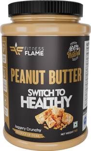 Fitness Flame Organic Jaggery Crunchy Peanut Butter | Aflatoxin Free | High Protein
