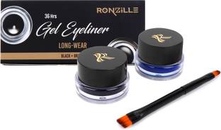 RONZILLE Gel Kajal & Cake Liner waterproof and smudge proof Black and Blue 6 g