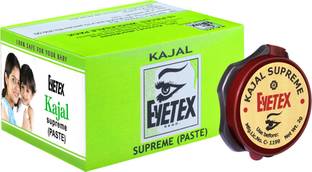 Eyetex Kajal Supreme Paste, (Pack of 10), Baby Safe, All Natural Kajal, Skin-Friendly