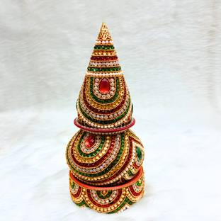 NAVRANG Kalash For Puja Wedding Temple Diamond Kalash Loti Nariyal Set Wood, Aluminium Kalash