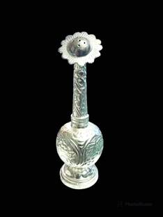 Solino German Silver Gulab or Rose Fragrance AttarDani for Home Temple,Pooja Items Silver Plated Kalash