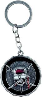 OHZEN Pirates Of The Caribbean Captain Skull Silver Rotating KeyChain Key Chain