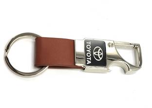 ABEL Metal Leather Opner Keychain for Toyota Cars Brown Colour Key Chain