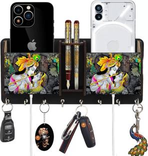 Khatu Crafts Printed Radhakrishna Two Box Wood Key Holder