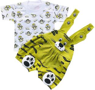 DRYSUN Dungaree For Baby Boys & Baby Girls Casual Printed Cotton Blend