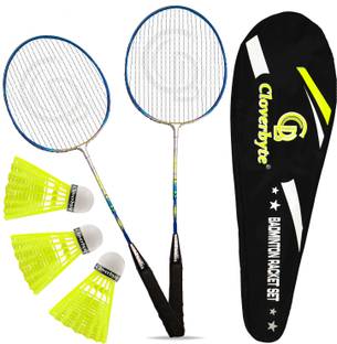 MINIBLITZ POWER Blue LightWeight Racquet 1 Pair with 3 pc Shuttlecocks And Bag Badminton Kit