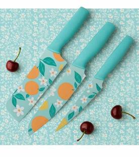 Jiqop 3 Pc Stainless Steel Knife Set High Carbon SS Butcher, Meat, Pairing, Vegetable for Kitchen