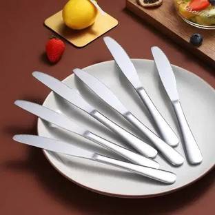 RasoiForU 6 Pc Stainless Steel Knife Set Dinner Knives Set Of 6 | Butter Knife Spreader Table Knives