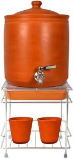 Sarvatr Matka Kitchen Rack Steel Water Pot Stand, Free Water Tray, with Water Dispenser Stand