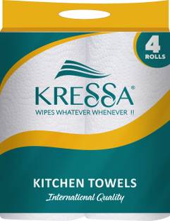 KRESSA 2-Ply Kitchen Tissue Roll |Paper Towel | Pack of 4 Rolls |Total 240 Pulls