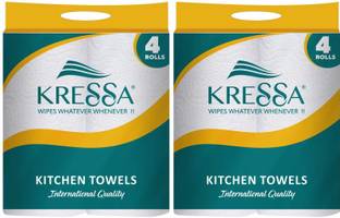 KRESSA 2-Ply Kitchen Tissue Roll |Paper Towel | Pack of 8 Rolls |Total 480 Pulls
